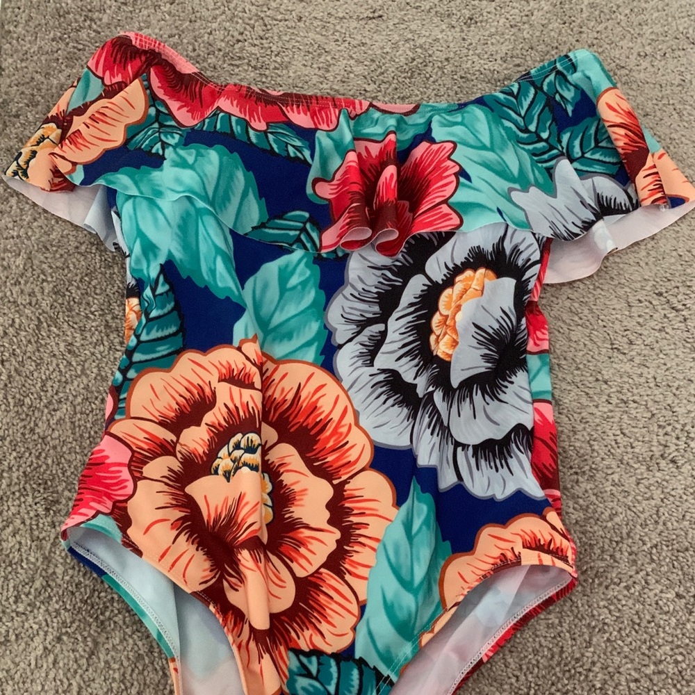 Off the shoulder floral one piece